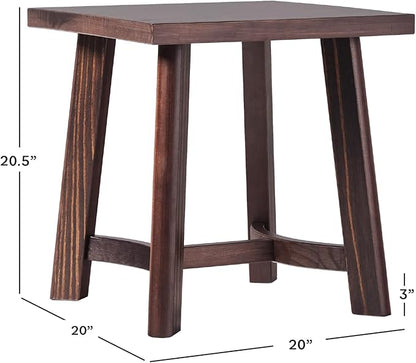 Walker Edison 2-Pack Colt Modern Farmhouse Solid Wood Square Side Tables, 18 Inch, Espresso