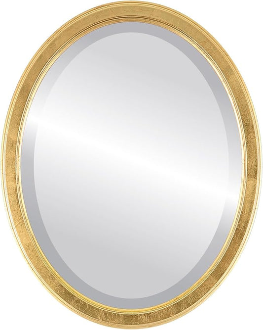 OVALCREST Oval Beveled Wall Mirror for Home Decor - Toronto Style - Gold Leaf - 18" x 14"
