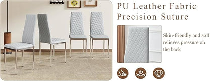 JT Modern Minimalist Dining Chair Fireproof Leather Sprayed Metal Pipe Diamond Grid Pattern Restaurant Home Conference Chair Set of 4 Or 6 (6, Gray Brown)