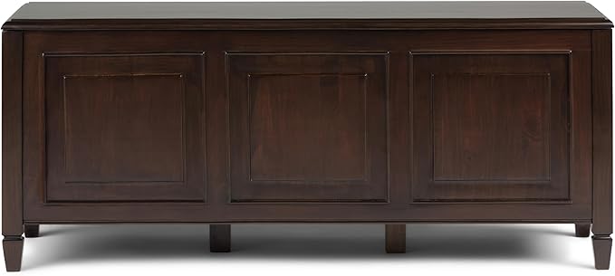 SIMPLIHOME Connaught Storage Bench - 51 inch Wide Solid Wood Trunk Bench in Dark Chestnut Brown, Traditional Bench for Entryway with Lift-Up Lid and 3 Hidden Compartments