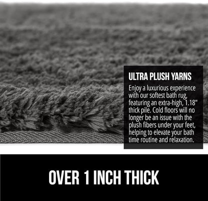 GORILLA GRIP Bathroom Rugs, Ultra Soft Absorbent Mat, Thick Plush Bath Rug, Machine Washable, Microfiber Quick Dry, Mats for Shower, Bathtub and Floor, Home Decor Accessories, 24x17, Charcoal