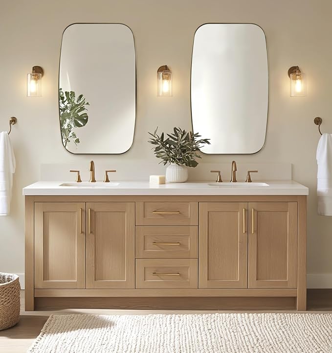 ANDY STAR Gold Mirror, 30x48’’ Brushed Gold Oval Mirror for Bathroom, Oblong Mirrors with Brass Metal Frame, Oval Vanity Mirror for Modern Farmhouse Wall Decor 1”Deep Set Design