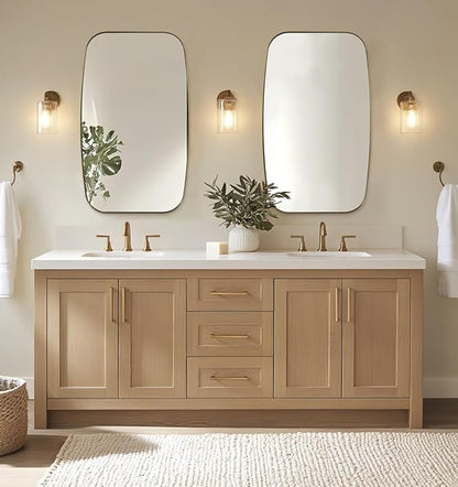 ANDY STAR 24x40” Gold Bathroom Mirror, Oblong Brass Mirror with Stainless Steel Metal Frame, Brushed Gold Oval Vanity Mirror for Over Sink, Modern Anti Rust Wall Mounted