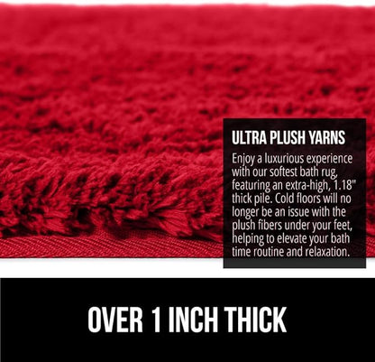 GORILLA GRIP Bathroom Rugs, 42x24, Ultra Soft Absorbent Mat, Thick Plush Bath Rug, Machine Washable, Microfiber Quick Dry, Mats for Shower, Bathtub and Floor, Home Decor Accessories, Red
