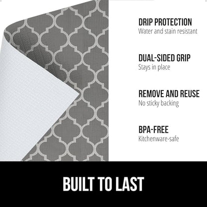 GORILLA GRIP DripGuard Shelf Liner, Non Adhesive Drawer and Kitchen Cabinet Protector, Slip Resistant BPA Free Smooth Surface Plastic Liners for Cabinets, Bathrooms, Closets, 12x120 Inch, White Gray