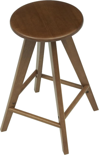 JONATHAN Y CSL2001B Ceren 25.5" MidCentury Industrial Round Solid Wood Backless Counter Stool for Home, Kitchen, Dining Room, Workspaces, Cafes and Resturants, Walnut Brown