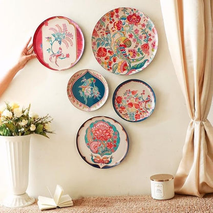 RITUALISTIC Birds of Paradise Iron Wall Art Plates – Set of 5 Decorative Plates | Floral & Nature-Inspired Metal Wall Decor | Wall Hanging for Living Room & Home Aesthetic Accent | Christmas gifts