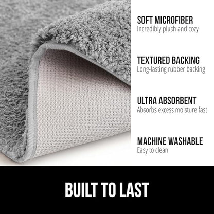 GORILLA GRIP Bathroom Rugs, 36x24, Ultra Soft Absorbent Mat, Thick Plush Bath Rug, Machine Washable, Microfiber Quick Dry, Mats for Shower, Bathtub and Floor, Home Decor Accessories, Gray
