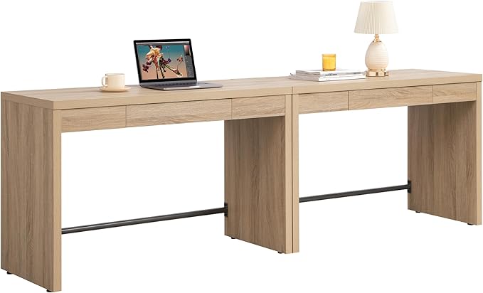 SICOTAS Home Office Executive Desk - 47-Inch Computer Desk with Drawer, Farmhouse Writing Study Desk with Storage,Boho Makeup Vanity Table for Bedroom (Reclaimed Light Oak, 2 Pieces)