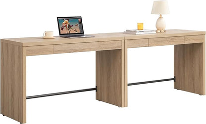 SICOTAS Home Office Executive Desk - 47-Inch Computer Desk with Drawer, Farmhouse Writing Study Desk with Storage,Boho Makeup Vanity Table for Bedroom (Reclaimed Light Oak, 2 Pieces)