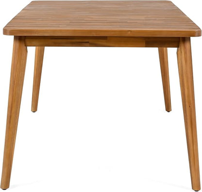 Christopher Knight Home Peggy 63" Farmhouse Patio Acacia Wood Dining Table, Indoor and Outdoor Dining Room Table for 6 Persons, Rectangular Dining Table for Backyard/Garden, Teak Brown