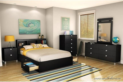 South Shore Spark Bookcase Headboard, Full, Pure Black