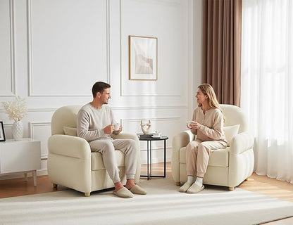 Modern Accent Chairs for Living Room, Comfy Chenille Armchairs with Storage, Single Reading Chairs for Bedroom, Study Room, Apartment, Tool Free Assembly, Beige