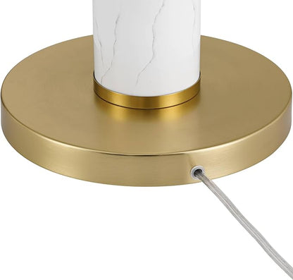 Possini Euro Design Bellini Modern 65" Tall Standing Floor Lamp with Tray Table USB Port Pull Chain Gold Metal Faux Marble Finish Living Room Bedroom House Reading Office Home Decor Entryway Dining