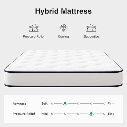 Novilla 8 inch Twin Mattress for Kids,Foam and Spring Hybrid Mattresses Twins for Comfortable Sleep,Steel Coils for Durable Support,CertiPUR-US Certified Foam,Youth/Guest Rooms,Twin Mattress in a Box