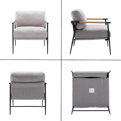 HEAH-YO Modern Accent Chairs Set of 2, Upholstered Chenille Living Room Chairs with Backrests, Comfy Reading Armchairs for Bedroom, Gray