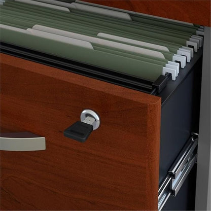 Pemberly Row 72" W U-Shaped Desk with Mobile File Cabinet in Hansen Cherry