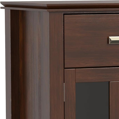 SIMPLIHOME Artisan Buffet - 54 inch Wide Solid Wood 3-Door Sideboard Buffet in Russet Brown, Transitional Storage Cabinet for Dining Room or Kitchen with Adjustable Shelves and Bronze Hardware