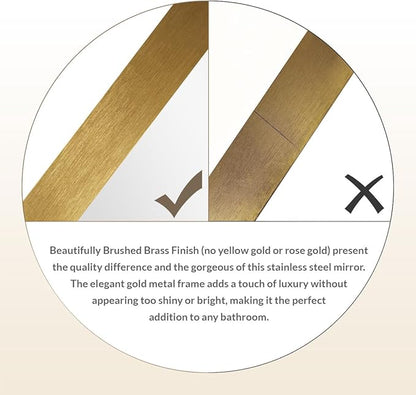 ANDY STAR Gold Bathroom Mirrors for Over Sink, 36x40 Inch Brushed Gold Wall Mirror, Rectangular Metal Framed Vanity Mirror -Modern Clean Design with Superior Stainless Steel Frame