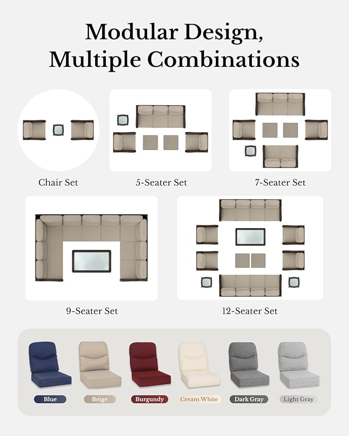 HILLGA Luxury Outdoor Swivel Rocker Patio Chairs of 2 with 6 Inch Thick Cushions and Side Table, Swivel Outdoor Chairs 3PCS High Back Wicker Patio Furniture Set for Porch, Balcony, Deck in Burgundy