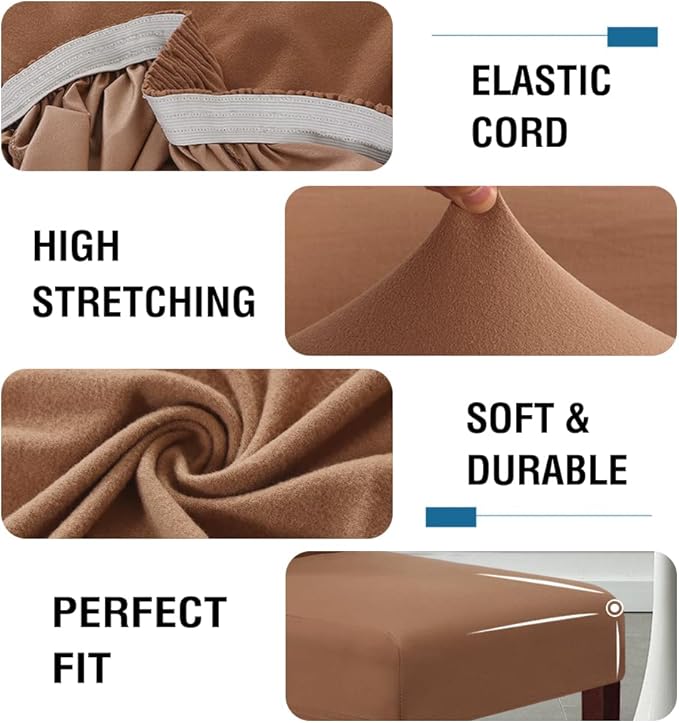 H.VERSAILTEX 100% Waterproof Bar Stool Cover Stretch Counter Stool Pub Chair Slipcover for Dining Room Removable Soft Thick Solid Fleece Fabric Bar Stool Slipcovers Set of 2, Camel