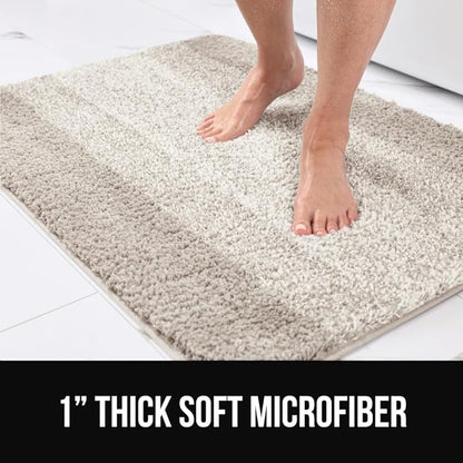 GORILLA GRIP Ultra Soft Plush Bathroom Rugs with Textured Rubber Backing, 40 x 24 Absorbent Quick Dry Bath Mat, Machine Washable Shower Mats, Home Décor Accessories Bathmat Rug Essentials, Beige