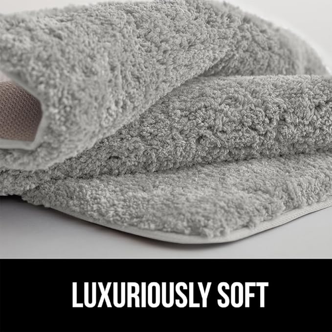 GORILLA GRIP Bathroom Rugs, 30x20, Ultra Soft Absorbent Mat, Thick Plush Bath Rug, Machine Washable, Microfiber Quick Dry, Mats for Shower, Bathtub and Floor, Home Decor Accessories, Light Gray