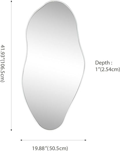 JONATHAN Y MIR200A Everly 20 in. W x 42 in. H Large Irregular Framed Decorative Wall Mirror, for Bathroom, Living Room, Bedroom, White