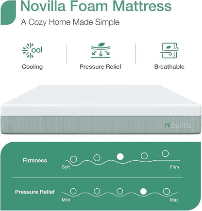 Novilla Queen Mattress,10 Inch Gel Memory Foam Mattress for Suppotive &Pressure Relieving, Medium Firm Feel in a Box,Bliss