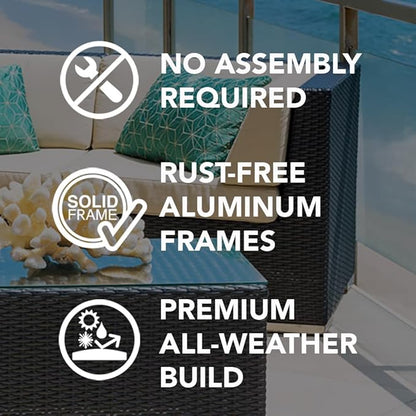 Outdoor Patio Furniture with 6-inch Thick Rainshield Cushions, No-Assembly 7-Piece All-Weather Wicker Sectional Set (Supercrylic Gray)