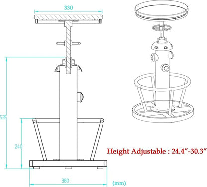 Topower 3 Piece Pub Bar Set Retro Round Bar Table and Stools for 2 Height Adjustable Pub Desk and Stools Match Bar Height and Counter Barstool Antique Blue(1 Table + 2 Chairs)