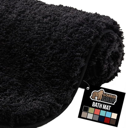 GORILLA GRIP Bathroom Rugs, 36x24, Ultra Soft Absorbent Mat, Thick Plush Bath Rug, Machine Washable, Microfiber Quick Dry, Mats for Shower, Bathtub and Floor, Home Decor Accessories, Black