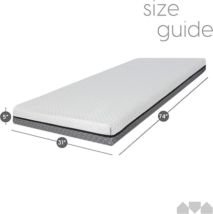 Milliard 5 in. Deluxe Memory Foam Mattress Cot, Dual-Sided - for Bunk Bed, Daybed, Trundle or Folding Bed Replacement (73.5"x31"x5")