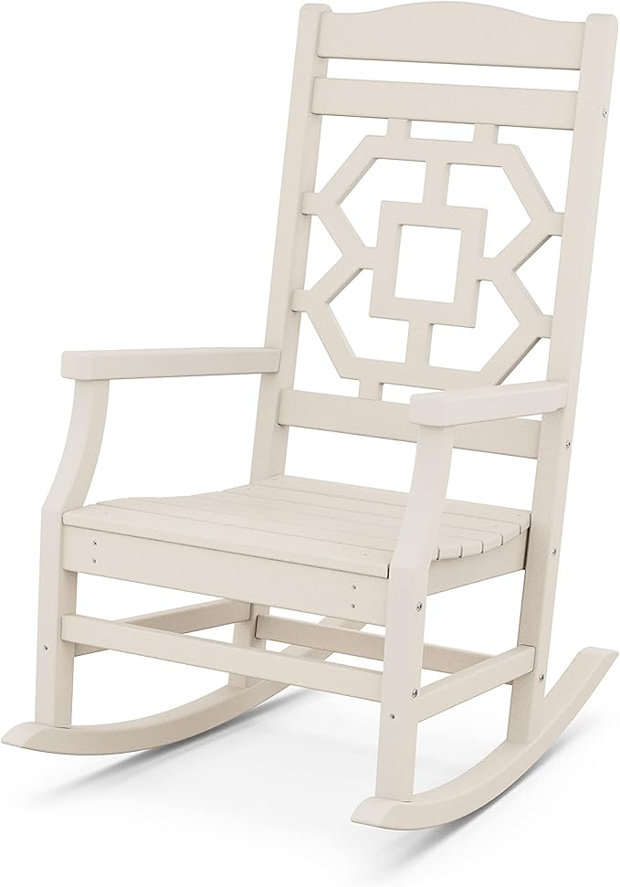 Martha Stewart by POLYWOOD® Chinoiserie 3-Piece Rocking Chair Set in Sand