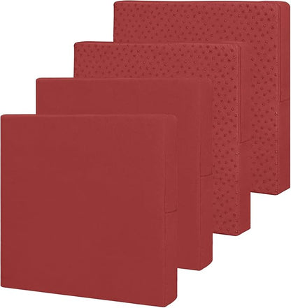 Easy-Going Waterproof Patio Cushion Covers 27x25x5 inch 4 Pack Replacement Non-Slip Outdoor Seat Cushion Slipcover with Zipper. Red
