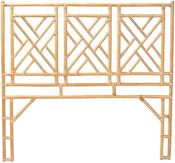 Pemberly Row Bohemian Natural Rattan Queen Size Standalone Headboard