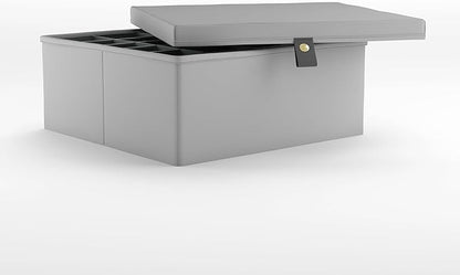 Martha Stewart Essential Collapsible Stackable Decorative Home Storage Organization With Lidded Tops, Lidded Storage Organizer, Grey