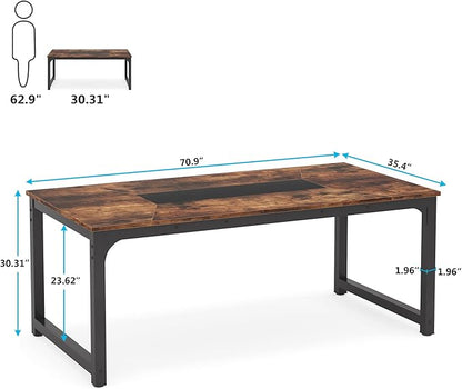 Tribesigns Modern Computer Desk, 70.8 x 35.4 inch Large Executive Office Desk Computer Table Study Writing Desk Workstation for Home Office,Rustic/Black