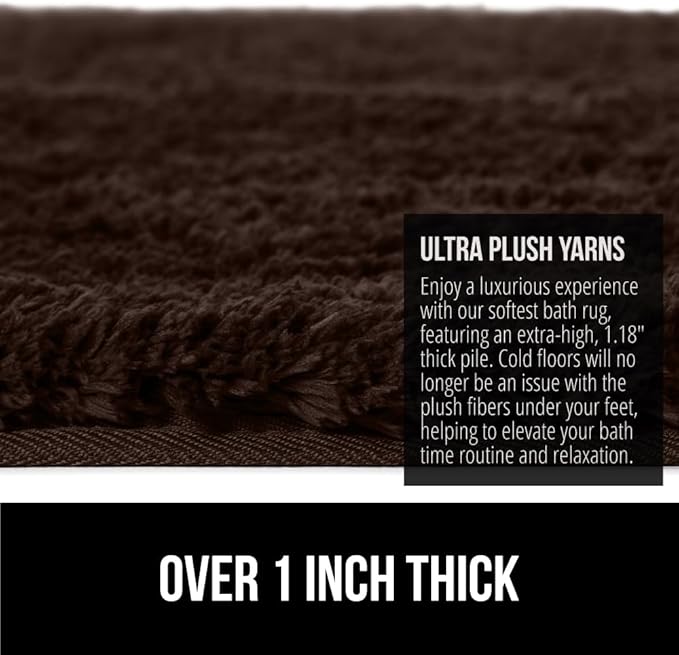 GORILLA GRIP Bathroom Rugs, 42x24, Ultra Soft Absorbent Mat, Thick Plush Bath Rug, Machine Washable, Microfiber Quick Dry, Mats for Shower, Bathtub and Floor, Home Decor Accessories, Brown