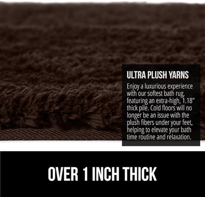 GORILLA GRIP Bathroom Rugs, 30x20, Ultra Soft Absorbent Mat, Thick Plush Bath Rug, Machine Washable, Microfiber Quick Dry, Mats for Shower, Bathtub and Floor, Home Decor Accessories, Brown