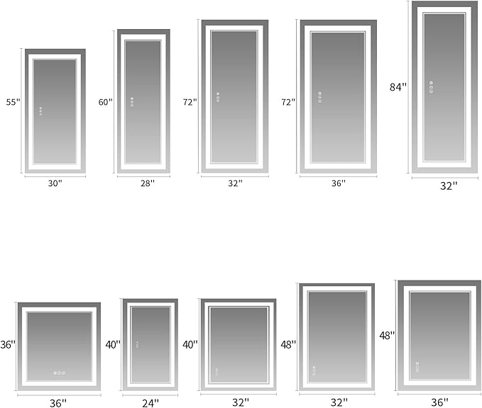 72 x 32 Inch LED Mirror for Bathroom with Front and Backlit,Large Lighted Bathrooom Mirrors for Wall,3 Colors Stepless Dimming Bathrooom Vanity Mirror LED Lights, Anti-Fog, Memory