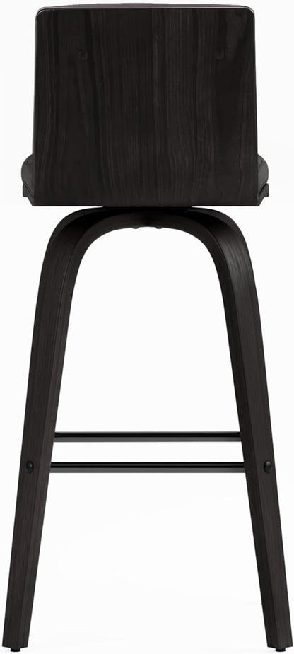 Armen Living Vienna Counter Height Barstool Brushed Wood Finish Faux Leather Kitchen and Dining, 26" Counter Height, Black/Gray, More color/size option