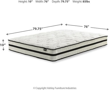 Signature Design by Ashley King Size Chime 10 Inch Medium Firm Hybrid Mattress with Cooling Gel Memory Foam for Pressure Relief, Fiberglass Free, Mattress In A Box