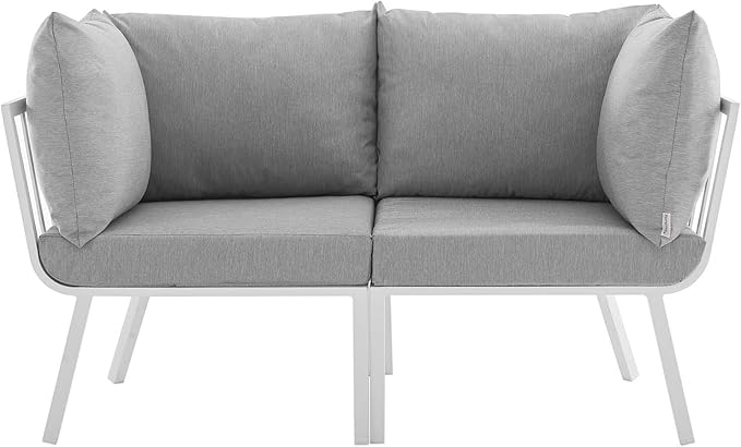 Modway Riverside Outdoor Furniture, 2-Piece Set, White Gray