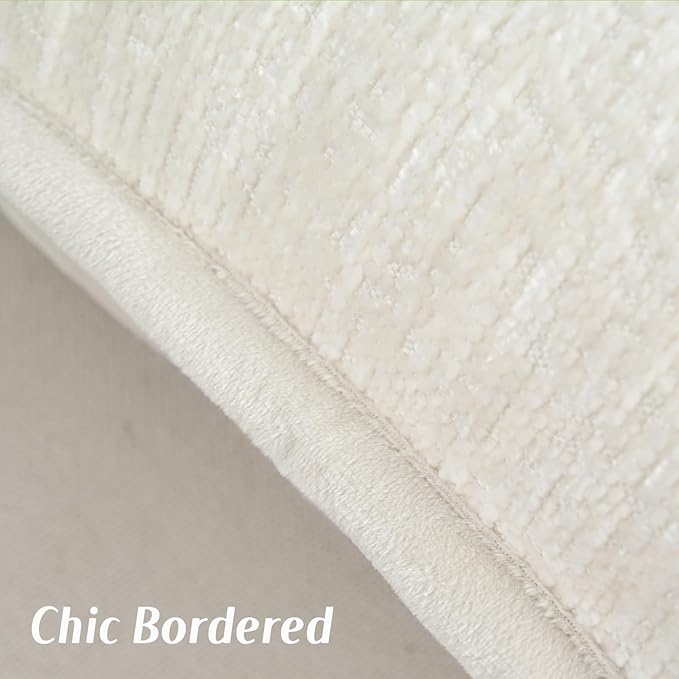 FUTEI Cream White Chenille Throw Pillow Covers 24x24 Inch Set of 2,Soft Cozy Bound Edge Design European Cushion Cover,Home Decor for Couch Bed Living Room