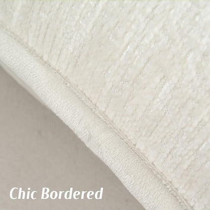 FUTEI Cream White Chenille Throw Pillow Covers 12x20 Inch Set of 2,Soft Cozy Bound Edge Design Lumbar Pillow Cases,Home Decor for Couch Bed Living Room