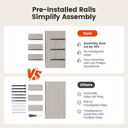 Amada Modern 7 Drawer Dresser, Fluted Wood Chest of Drawers with Rounded Corners, Pre-Installed Drawer Slides, Dresser TV Stand and Storage Organizer for Bedroom, Hallway, Grey
