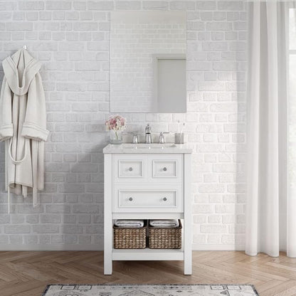 Hanover Tremont 24'' Vanity Cabinet with Sink Combo for Bathroom, Powder Room | Pre-Assembled Cabinet | 1 Drawer, Bottom Shelf | Artificial Stone Countertop | White Cabinet | HANVN0107-24-1WH