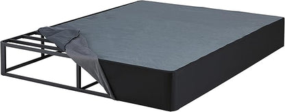Signature Design by Ashley 10" Mattress Box Spring with Metal Foundation, Sturdy and Durable, Ready to Assemble, Parts and Tools Included, Queen, Removable Black Fabric Cover