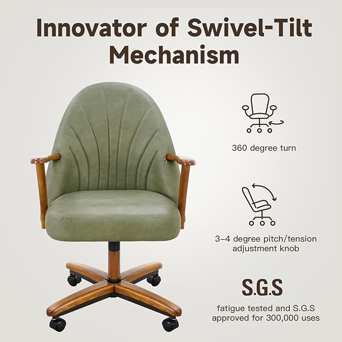 Chromcraft Set of 4 Swivel Tilt Chairs, Chairs with Wheels for Kitchen Room